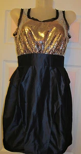 BCBGeneration BLUE FROST silver sequined dark navy origami tulip mini dress 6 - Picture 1 of 10