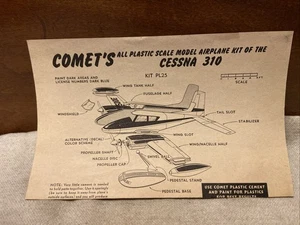 1950/60’s Comet Cessna 310 Plastic Model Airplane Kit - INSTRUCTION SHEET ONLY - Picture 1 of 3