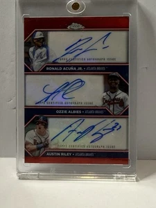 2023 Topps Chrome Update Riley, Acuna, Albies Triple Auto /5 - Picture 1 of 6