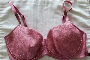 Victoria’s Secret Very Sexy Balconet Bra Size 36D Mauve Lined Studded 386982 - Picture 1 of 5