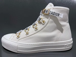 DIOR Sneakers Weiß 39,5 Walk'n Dior Cotton Leder J'ADIOR White High Top Trainer - Bild 1 von 10