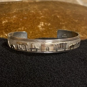 Indianer Künstler Nakai 14K und Sterling Geschichtenerzähler Manschette Armband Vintage - Bild 1 von 11