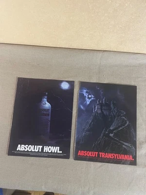 Absolut Howl and Transylvania Pair Vodka Magazine Advertisement Ads - Image 1 of 4