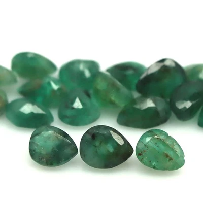 22 piezas de pera Zambia esmeralda verde sin calefacción 8,45 quilates Foto 1 de 4