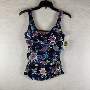 Anne Cole Tankini Swim Top Women's 34D/32DD Multicolor Twist Front Floral 6405 - Picture 1 of 8