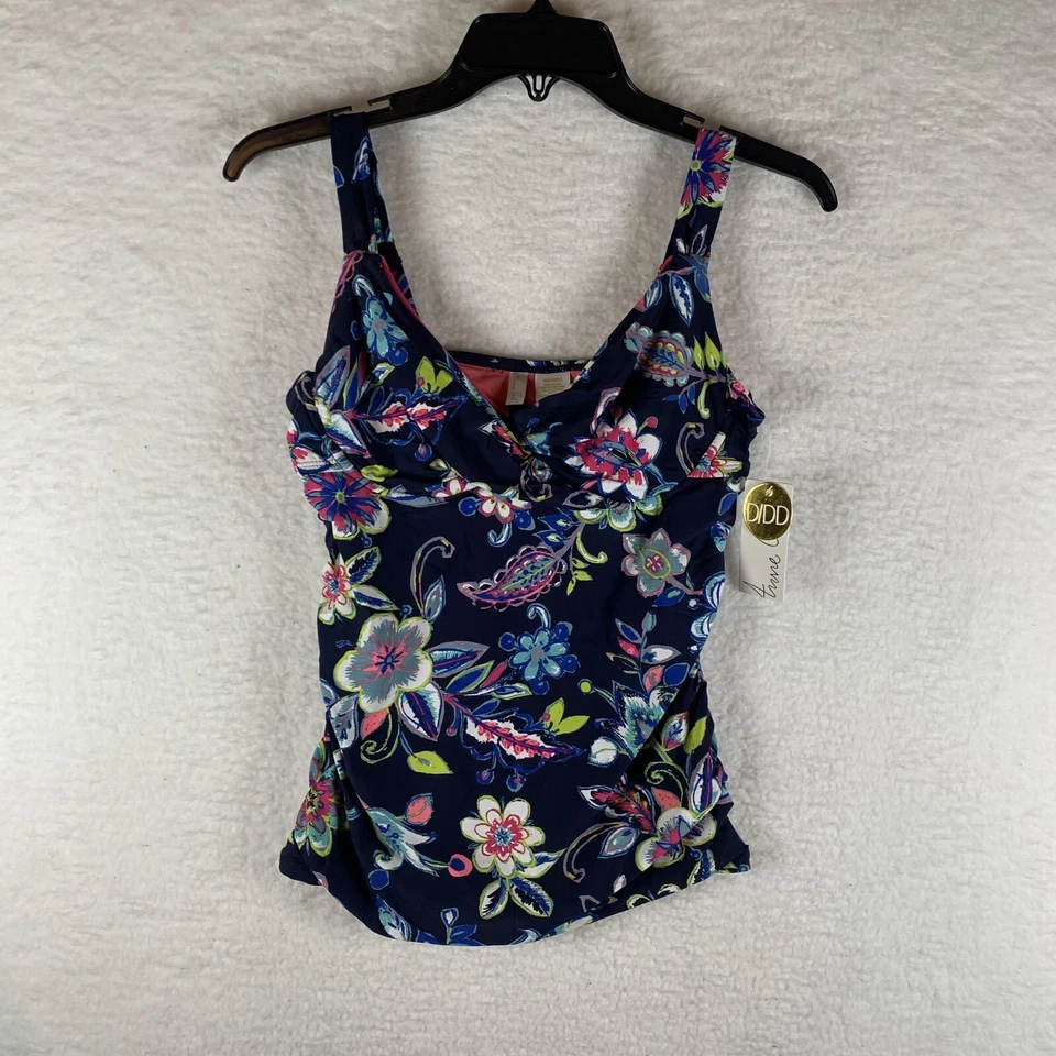 Anne Cole Holiday Paisley Navy Underwire Tankini Swim Top US 34d/32dd B025