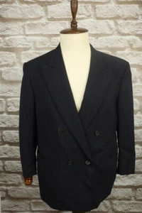 ERMENGILDO ZEGNA Blue Wool Double Breast Twoo Button Blazer Jacket Coat - Picture 1 of 24