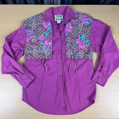Camisa WRANGLER Auténtica Ropa Occidental Mujer S Rosa Borlas Florales Años 80 Años 90 Foto 1 de 4