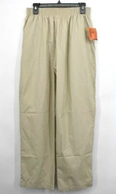 Pantalón relajado clásico Landau para mujer tostado cintura elástica pierna recta bolsillo L Foto 1 de 4