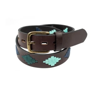 Embroidered Belt Handmade Gaucho Polo Leather Adjustable Argentinian Belt Unisex - Picture 1 of 7