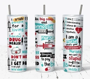 Nurse Design, Skinny 20oz Tumbler W/ Lid & Straw - Picture 1 of 2