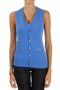 DSQUARED2 blue Sleeveless wool cardigan knitted sweater sz S NEW - Picture 1 of 5
