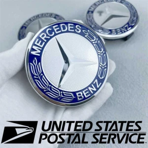 4x Mercedes Wheels Center Cap Hub Star Laurel Wreath Cover Inserts Sport AMG Set - Picture 1 of 6