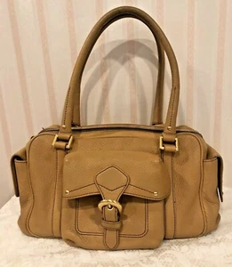 MAXX NEW YORK BEIGE PEBBLED LEATHER SATCHEL HANDBAG - Picture 1 of 12