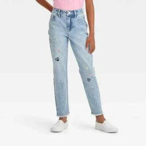 Cat & Jack Girls High Rise Embroidered Jeans - Picture 1 of 3