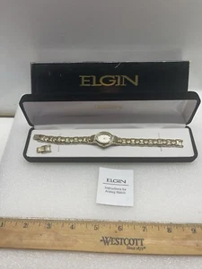 Elgin Diamond SR626SW Gold Quartz Women’s Watch Japanese Movement New W/box - Picture 1 of 12