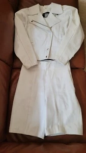 Rare Vintage North Beach Leather Michael Hoban White Leather Jacket Biker Shorts - Bild 1 von 23
