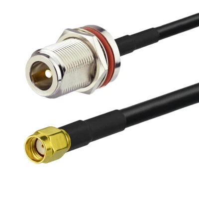 RG58 Cable N Type Female bulkhead to RP-SMA Male 20Ft RF Extension Cable 610cm - Image 1 of 3