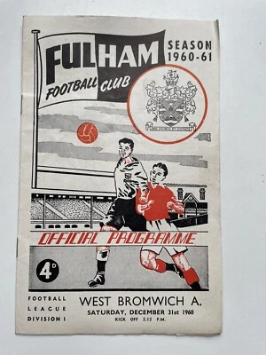 Vintage Fulham v West Bromwich Match day 1960 programme - Johnny Haynes - VGC - Image 1 of 4