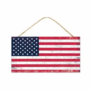 Letrero de bandera, bandera de Estados Unidos, placa patriótica, rojo/blanco/azul, 8,25" ancho x 4,3" alto, p - Imagen 1 de 2