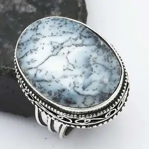 Dendrite Opal Gemstone Ethnic Antique Design Ring Jewelry US Size-8.5 AR-6377 - Picture 1 of 1