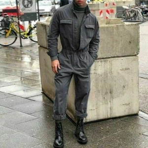 Mens Workwear Vintage Military Overalls Casual Romper Slim Fit Casual Jumpsuit - Picture 1 of 15