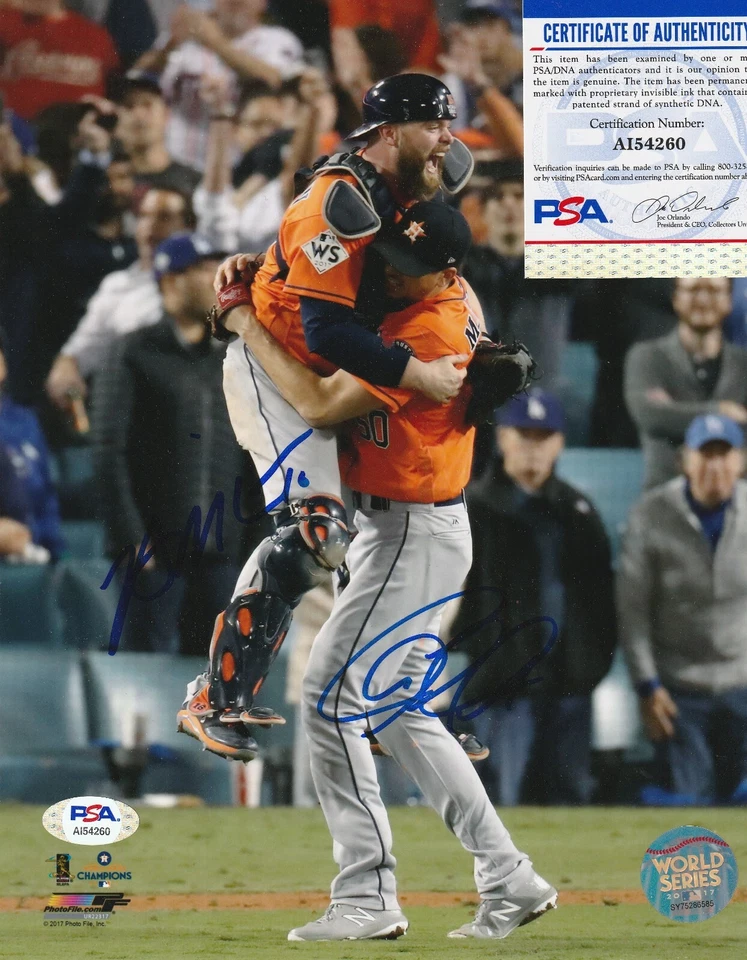 CHARLIE MORTON / BRIAN MCCANN  HOUSTON ASTROS    PSA AUTHENTICATED SIGNED 8x10 - Image 1 of 1