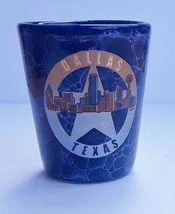Dallas Texas Schnapsglas Schnapsglas Souvenir Skyline blau marmoriert - Bild 1 von 1