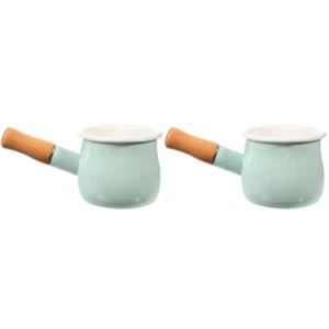 Set of 2 Mini -Milch Pot Baby Kind Milchpfannen Emaillierte Soßenpfanne - Bild 1 von 12