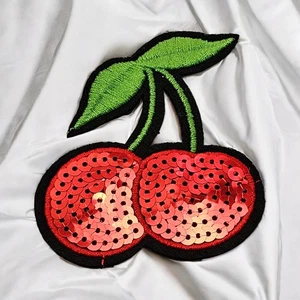 Bügelbild Patch Kirschen Pailletten Cartoon Kleidung Aufkleber Stickerei - Bild 1 von 2