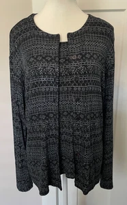 CHICOS Womens CARDIGAN Sweater Set Long Sleeve BLACK Blue Glitter Size 2 (L/12) - Picture 1 of 8