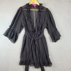 Betsey Johnson Intimates Lingerie Robe Tricot Black Sheer Size Large - Picture 1 of 6