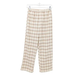 Rylee + Cru Boy's Cream Holiday Plaid Wide Leg Pant Size 10-12 Years Neutral - Picture 1 of 5