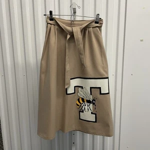 VTG 80s Georgia Tech Khaki Hand Painted Yellow Jacket Patch Wrap Skirt Size S-L - Picture 1 of 12