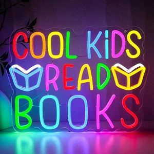 Cool Kids Read Books Neon Sign for Wall Decor, Reading Led Signs for Library,... - Picture 1 of 7
