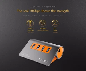 ORICO 4 Ports USB 10Gbps Data Transmission USB Splitter HUB with Power Adapter - Picture 1 of 14