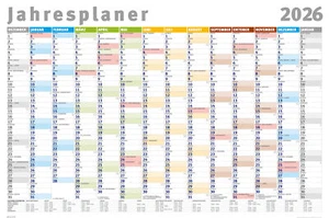 Planificador anual 2026 - Planificador de pared calendario póster impresión - tamaño 91,5x61 cm plegado - Imagen 1 de 7