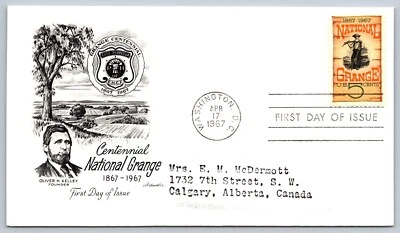 Washington DC National Grange Centennial FDC 1967 Artmaster Oliver Kelley - Image 1 of 4