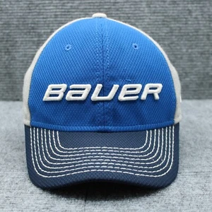 Bauer Hat Cap Youth Stretch Fit Blue Gray New Era 39THIRTY Hockey Mesh Fitted - Picture 1 of 13
