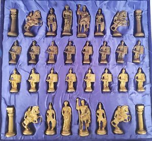Brass Chess Set Sikander porus handmade  Roman Mythology Antique look vintage