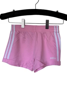 Adidas Pink & White Pacer 3-Stripes Knit Shorts Sz 6X - Picture 1 of 5