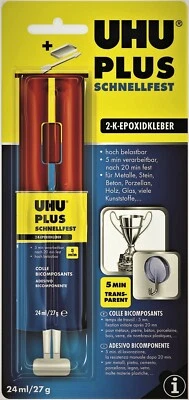 2 K Epoxidharzkleber, UHU plus schnellfest, 2x27g, Doppelkammerspritze - Bild 1 von 2