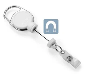 Durable Extra Strong Retractable Clip Badge Reels for ID & Keys | White - Picture 1 of 1