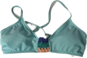 Live Love Dream Bikini Swim Top Teal Blue Crochet Detail Womens Juniors M NWT - Picture 1 of 5