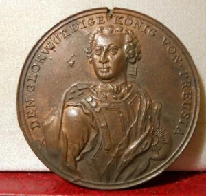 1757 Germany Prussia Austria Historical 38mm Medal Frederick Great Prague Battle - Picture 1 of 2