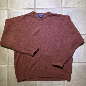 Vintage Pendleton 100% Shetland Wool Sweater Men's Xl Red Orange Crewneck Preppy - Picture 1 of 6