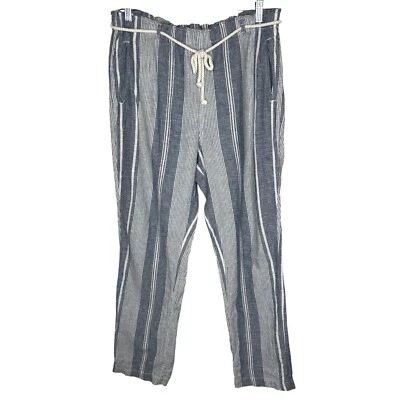 Pantalones para mujer Sigrid Olsen a rayas mezcla de lino L cintura alta azul blanco verano Foto 1 de 4