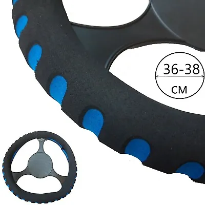 Soft Foam Car Steering Wheel Cover Protector 36-38 Cm Diameter Black  Blue Color • 4.95€