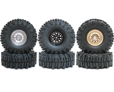 2x RC 1.9 Mud Slingers Tires 120mm & 1.9 Heavy Beadlock Wheels For SCX10 Crawler - Image 1 of 4