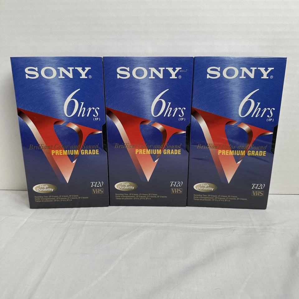 Sony Blank VHS Tapes T-120 246m Premium 6 Hours